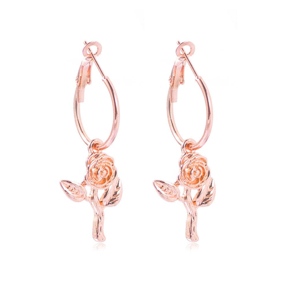 

Цветочные Элегантные Серьги-Розы Сплав Покрытый Металл Модные Серьги-Пуссеты Для Женщин золотой