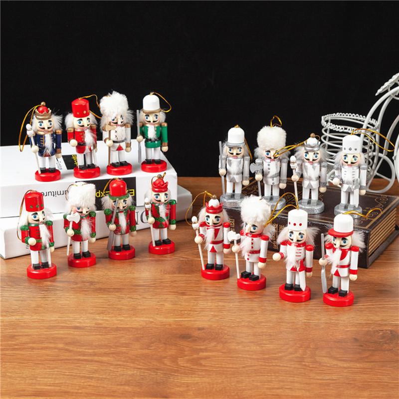 4PCS/Set Wooden 10CM Nutcracker Puppet Christmas Decoration King Soldier New Year Kids Room Decoration Nutcracker Soldier