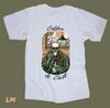 Coffee and Chill White T-shirt Skeleton Drinking Coffee Brew Cafe