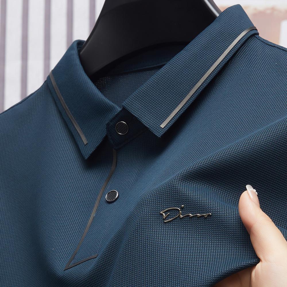 Summer Short Sleeved Advanced Printed POLO Shirt Summer Korean Version Men's Lapel T-shirts Summer Thin Anti-wrinkle Non-scalding Seamless T-shirt