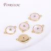 Breloques Connecteurs Coquillage Plaqué Or Tendance Pour Collier Apprêts de Bijoux, Pendentifs Connecteurs Ronds Zircon Incrusté Accessoires DIY