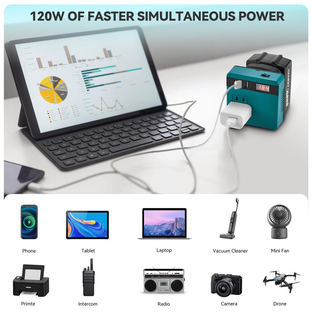 120W Portable Intelligent Power Inverter DC 18V To 220V Inverter Adapter Power Supply Inverter For Home Appliances