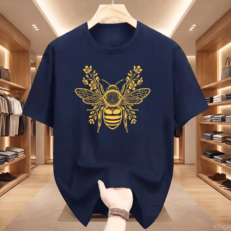 Botanical Bee TShirt Bee Lover Gift Floral Bee Tee Honey Nature Lover Printed Tshirts Unisex Summer Cotton Casual T Shirt