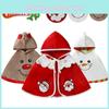 Soft Christmas Hooded Cloak For Kids With Santa Claus Elk Print