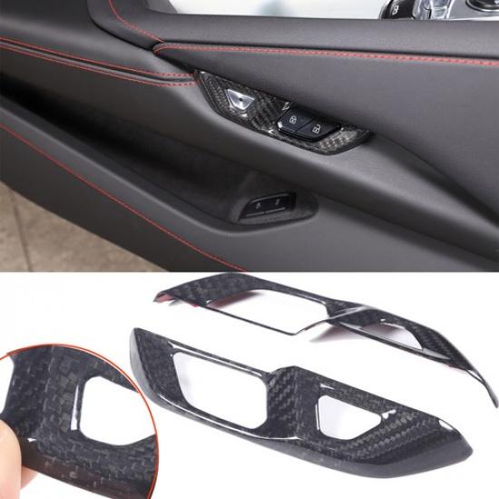 Real Carbon Fiber Interior Door Lock Handle Cover Trim For C8 Corvette -25