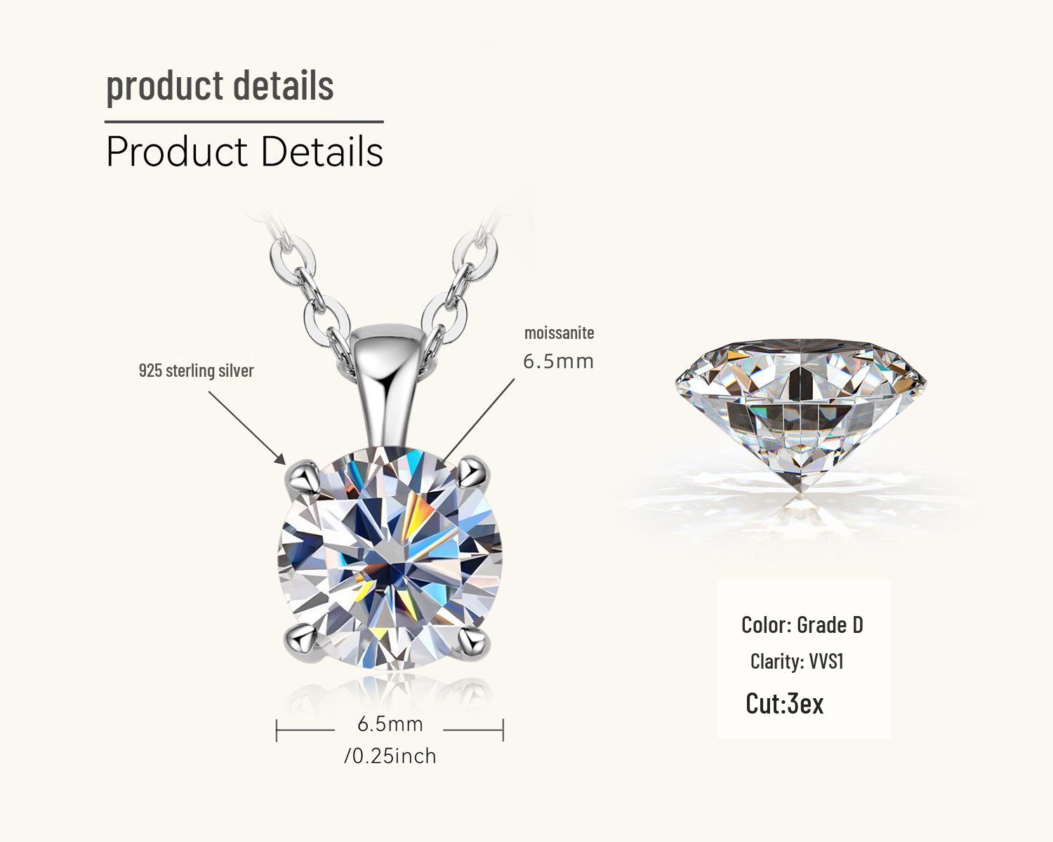 

Подвеска в виде медведя с муассанитом в стиле Douyin, серебряное колье 1 Carat 925 Silver