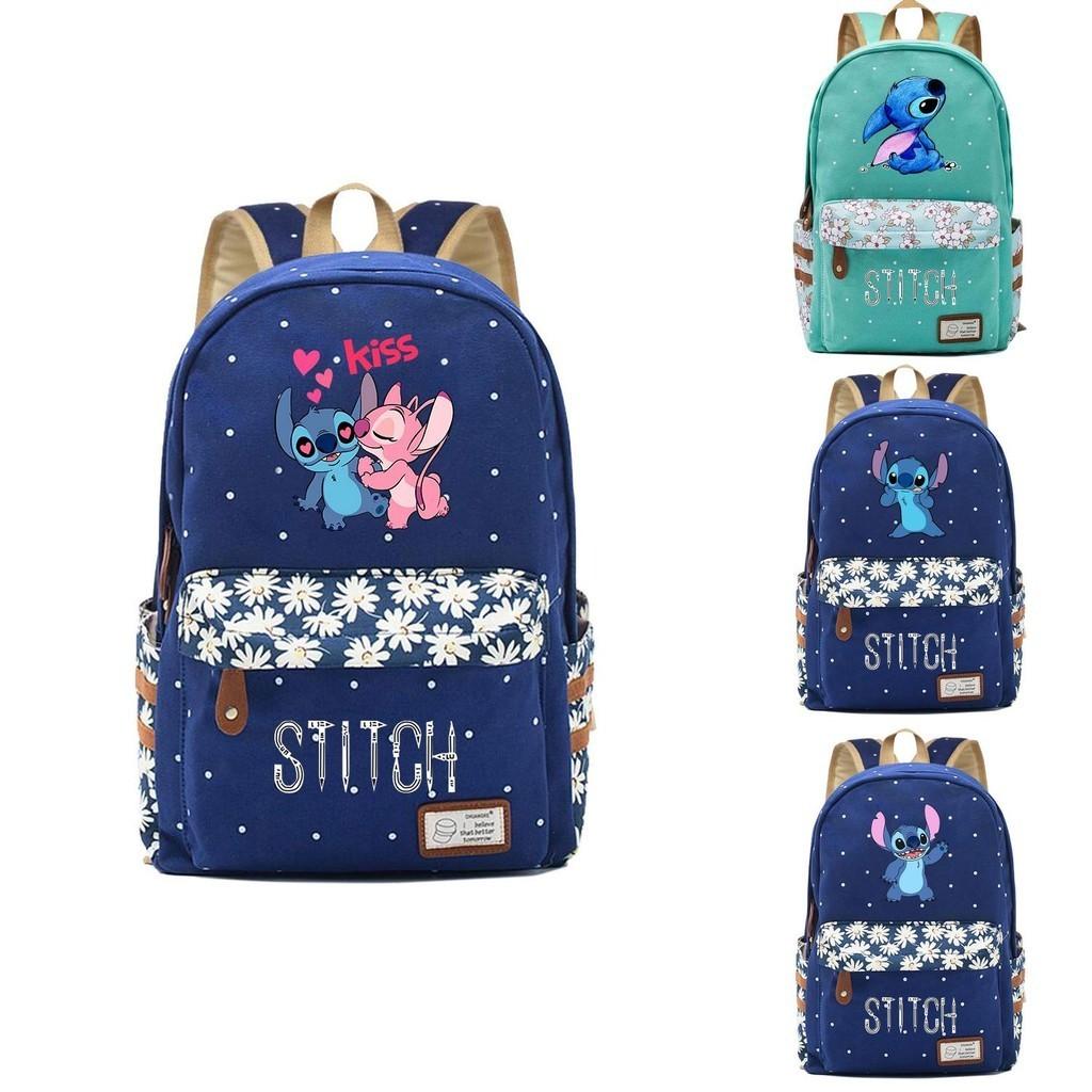 Lilo Stitch Backpack In Pink Or Blue Perfect For School Or Travel Made From High-quality Oxford Cloth