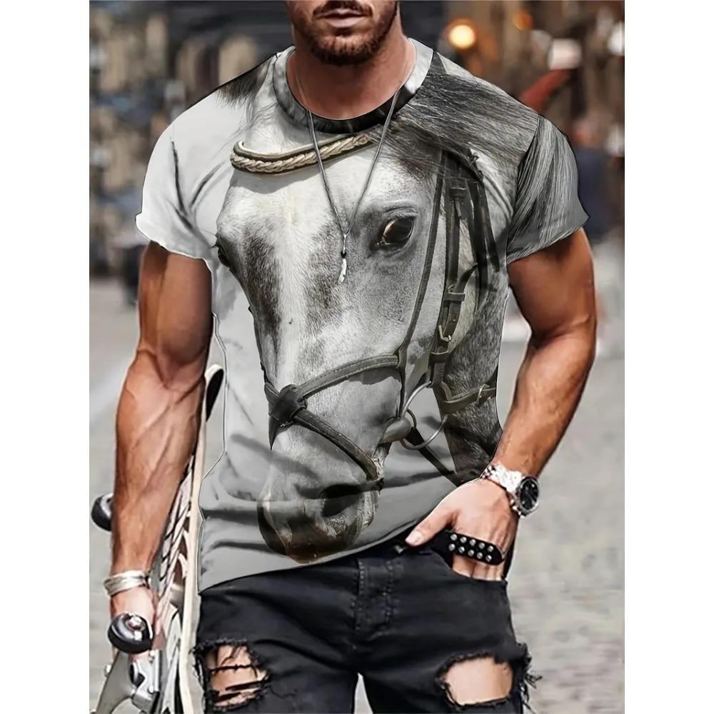 Sommer Pferde Tiere 3D Druck T-Shirts Herren Damen Rundhals Kurzarm T-Shirt Harajuku Oberteile T-Shirts Herren Streetwear Kleidung