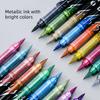 LANGUO 48 Metal Colors Dual/Single Tip Direct Liquild Markers Soft Tip Overlay No Bleed Gel Pens Stationery School Art Supplies