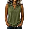 Sleeveless Polo Shirt for Women V Neck Collar Casual Tank Top Soft Fabric Summer Blouse Lightweight Breathable Fit