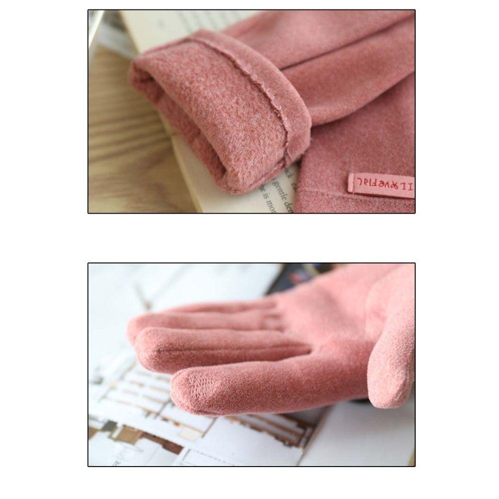 Thickened  Gloves Full Finger Winter Mittens Simple Women Suede Velvet  Gloves  Skiing