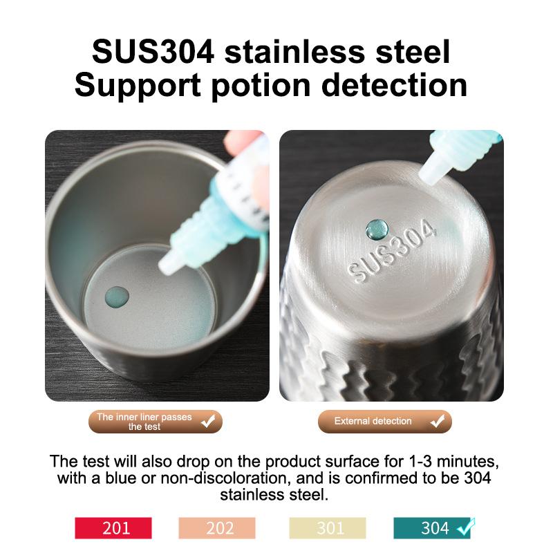 304 Edelstahl Kaltwasser Getränkebecher Doppelwand Bier Verbrühschutz Fallschutzbecher Milchbecher für Küche Trinkgeschirr Bar