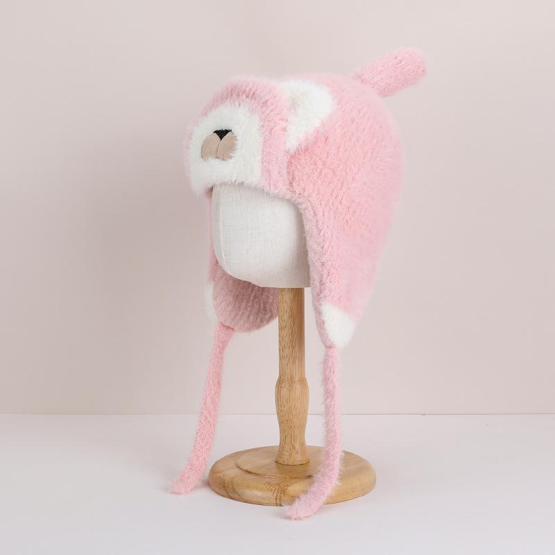 Children's hat cartoon cute plush bear pullover hat winter outdoor cold protection ear protection knitting