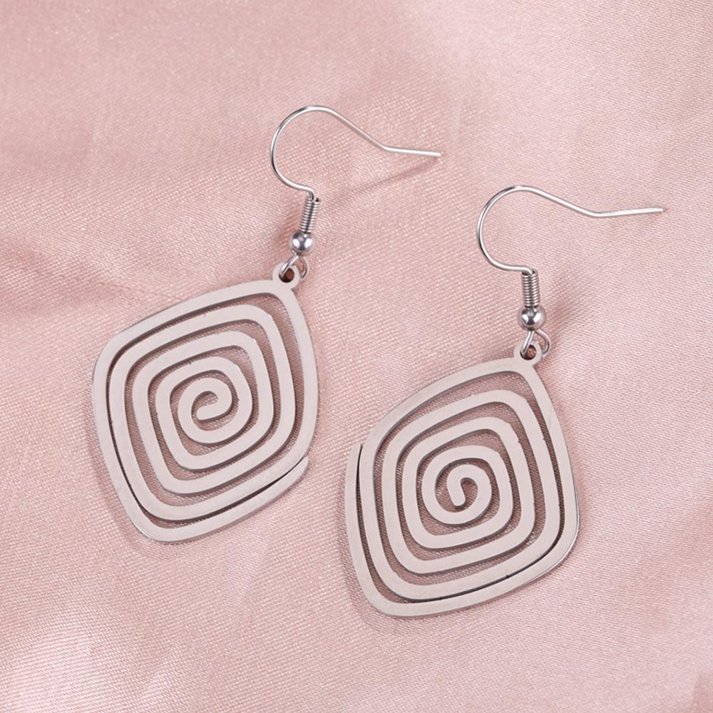 Dawapara Chokurei Yoga Women Earrings Cho Ku Rei Reiki Protection Healing Symbol Sacred Geometry Stainless Steel Drop Earrings
