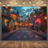 1 Piece Vibrant Mexican Street Lantern Photography Backdrop Colorful Party Banner