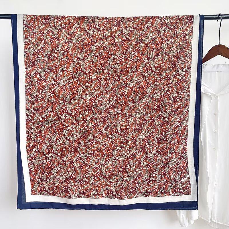 New imitation cotton and linen printing fashion long scarf versatile advanced sunscreen women breathable decoration retro silk scarf shawl scarf 180*85cm