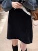 Winter 2025 Gray Wool Knitted Hip-Hugging Skirt for Women - Short, Base Layer Design