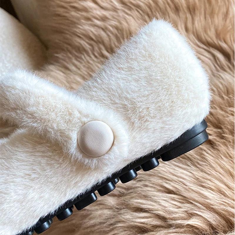 Fashion 2024 Winter Warm Women’s Plush Flat Shoes Korean style mary jane Ladies casual boat shoes Outdoor work shoes
