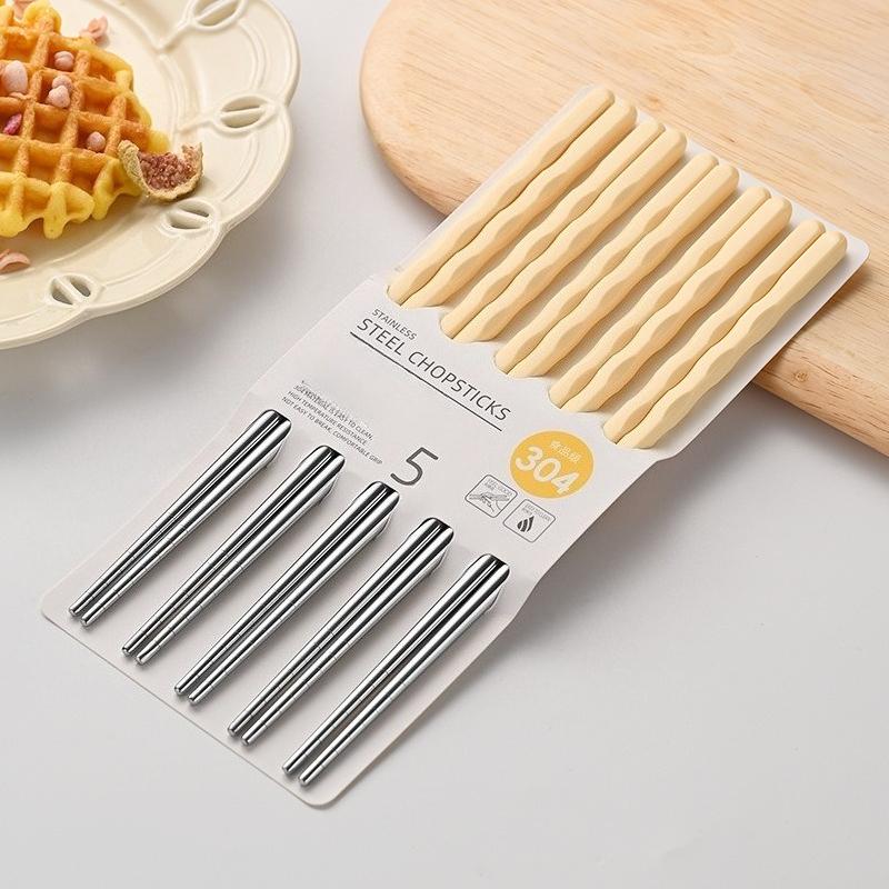 304 Stainless Steel Chopsticks Five-color Adult Chopsticks High Temperature Resistant Meal Chopsticks Public Chopsticks