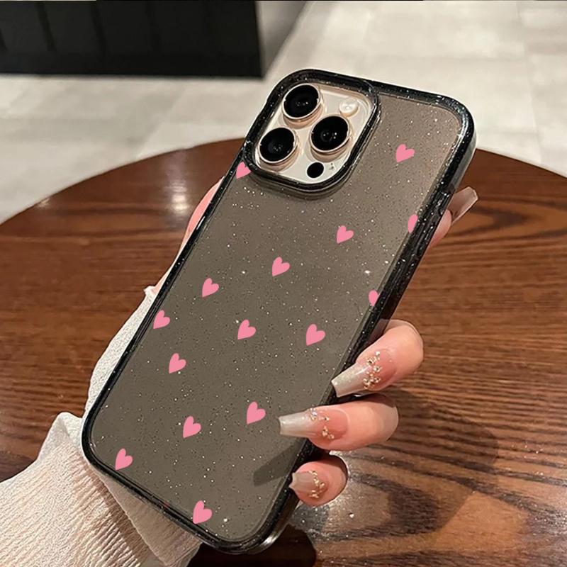 

Polka Dot Heart Pattern Glitter Clear Phone Case For iPhone 17 Pro Max Cases iPhone 17E 16 15 14 13 12 11 XS X XR 7 8 Plus Cover iPhone SE (2022)