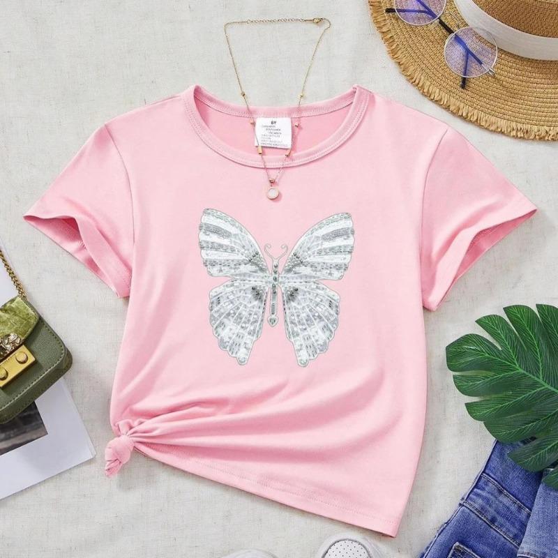 Summer Teen Cotton T-shirt Cartoon Cartoon Print Top Kids Clothes Street Sport Fashion T-shirt Baby Boys Girls Cute Short Sleeve