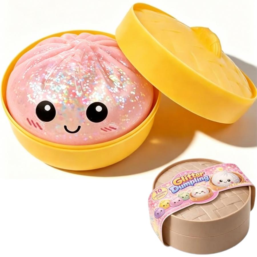Nieuwe Glitter Dumpling Squishy Mystery Box - Verrassing Dumpling Squishy, Reusachtige Glitters Dumplings, Zeldzame Dumplings Broodje Stressverlichting Fidget Set.