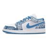 Jordan Air Jordan 1 Washed Denim Slip Resistant Abrasion Resistant Low Top Vintage Basketball Shoes GS White Blue DM8947-100(Team265-SBOX)
