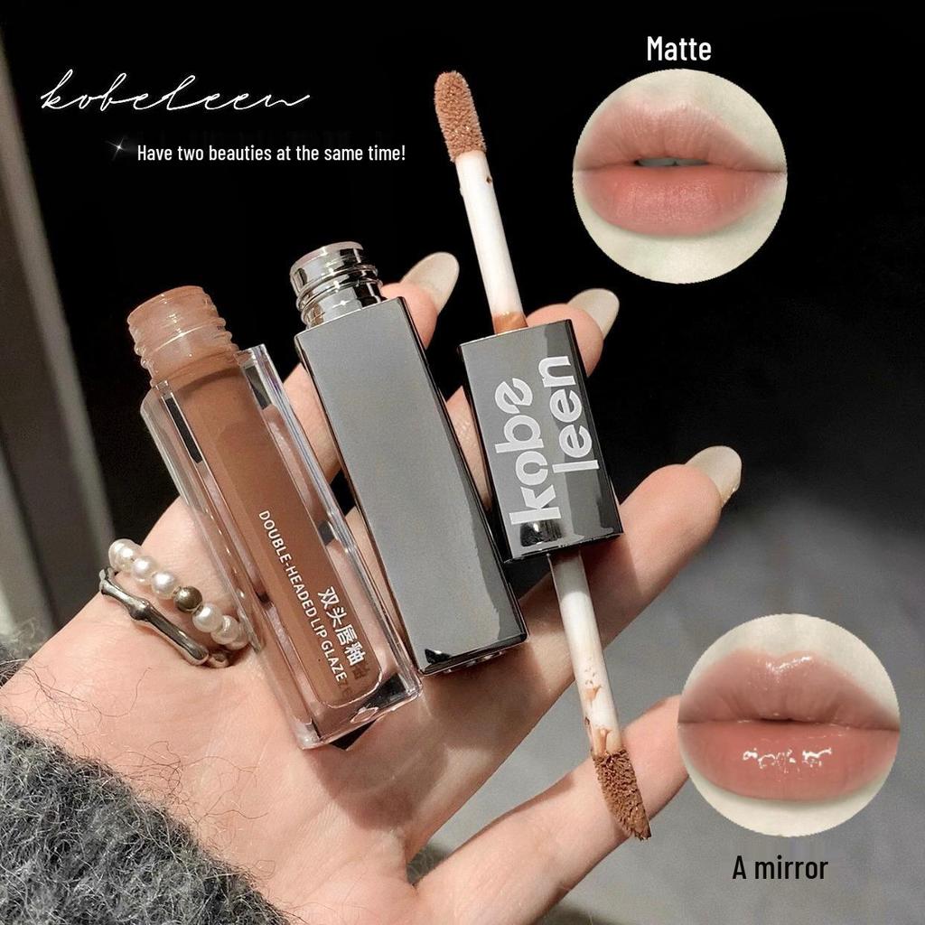 Kobeleen Dual-Head Lip Glaze: Velvet Matte Lipstick with Moisturizing Shine