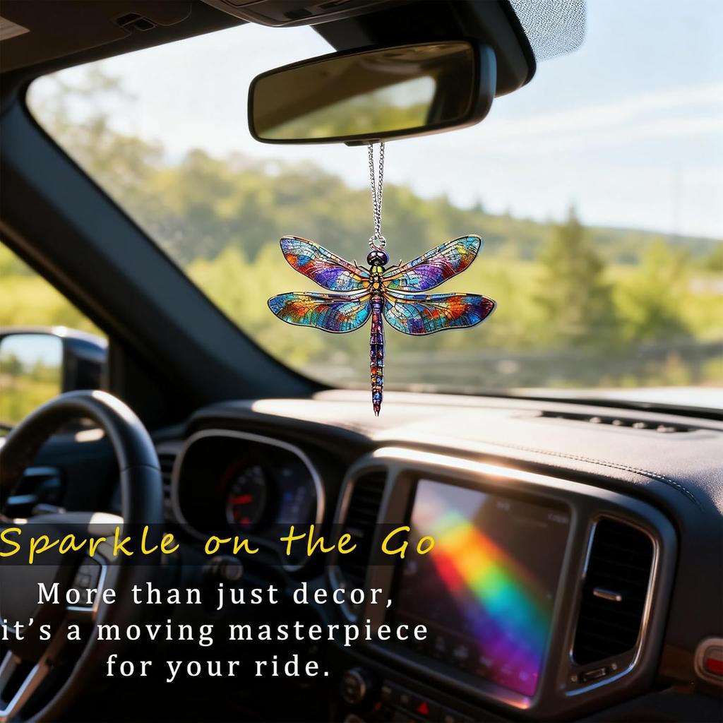 For Dragonfly Suncatcher Hanging Decor: Dragonfly Gifts for Women, Acrylic Stained Glass Effect Ornament, Unique Lucky Birthday Graduation, Perfect