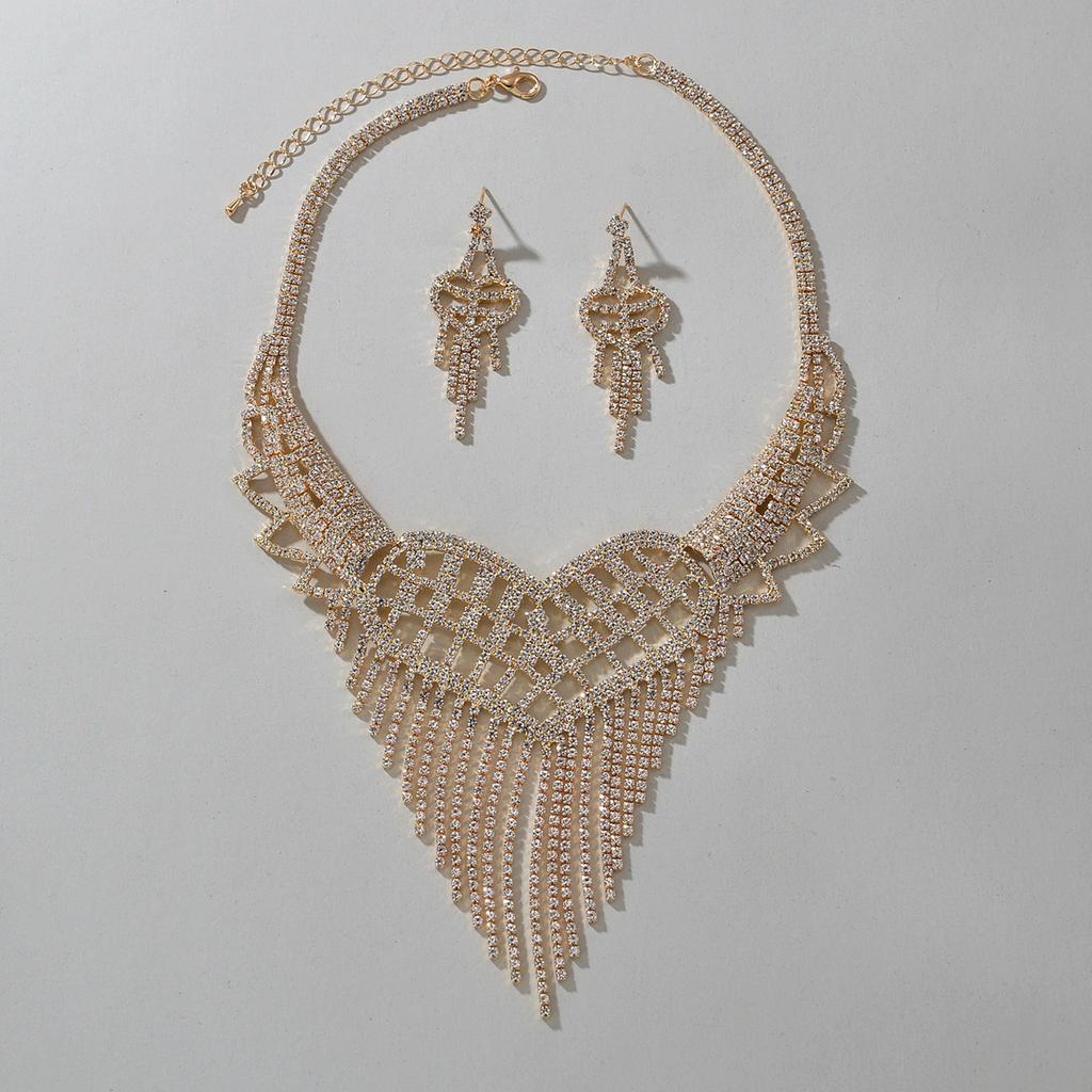 Fashion Exaggerated Personality Trendy Neck Chain Full Of Diamond Tassel Necklace Design Sense Necklace