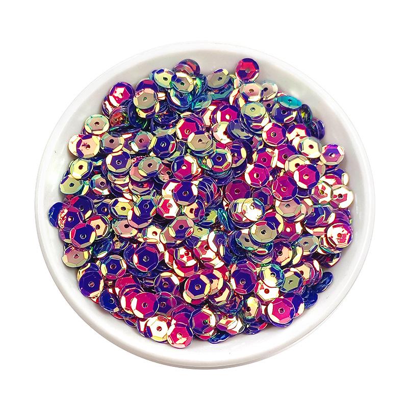 6MM Round Curved PVC Sequins with Middle Hole and Hexagonal Beads for Sewing