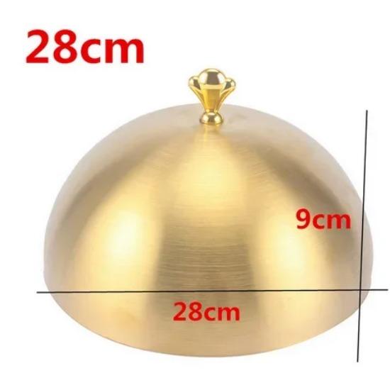 Stainless Steel Plate Cover Round Gold Steak Lid Western Style Food No Magnet Pan Lid Heightening Korean Barbecue BBQ Pot Cover