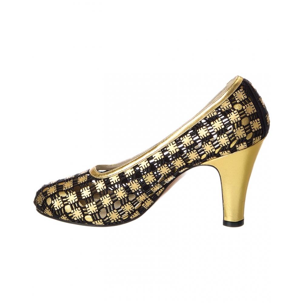 Salvatore Ferragamo 1930 Fantastica Leather Pump Gold