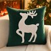18*18 Inches Christmas Velvet Throw Cover with Embroidered Deer, Decorative Cushion Cover for Couch Sofa Bedroom (Cover )