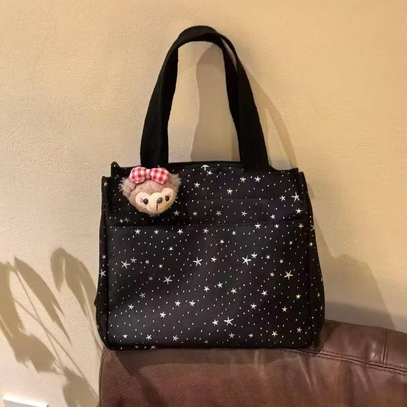Simple Dotted Star Shoulder Bag Korean Style Casual Tote High Capacity Lunch Bag Comfortable Texture and Casual Commuting Bag