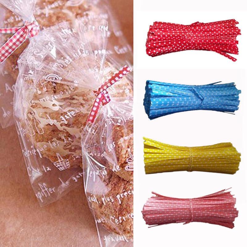 500PCS/Bag Ribbon Wrap Tie PVC Ligation for Cellophane Candy Cookie Gift Bag Pouch In Wedding Party D
