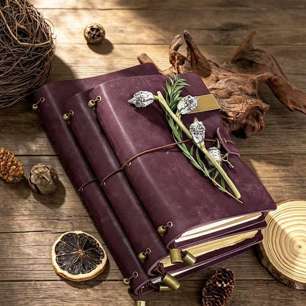 Travel notebook first layer cowhide Pueblo night purple diary retro TN genuine leather handbook dowling paper