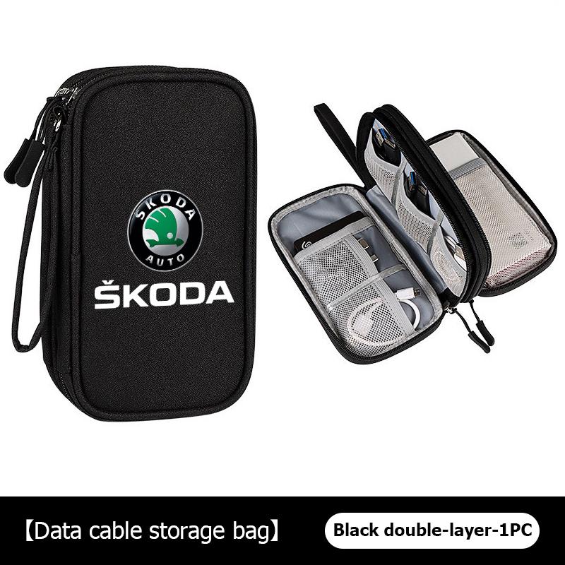 AAABR1 Travel Portable Digital Accessories Storage Bag Organizer For Skoda Kamiq Karoq Octavia 2 3 Rapid Scala Kami Fabia VII VRS