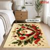 2D Flat Festive Santa Floor Mat, Classic Red‑Green Pattern Christmas Decor Rug, Durable Machine Washable for Living Room