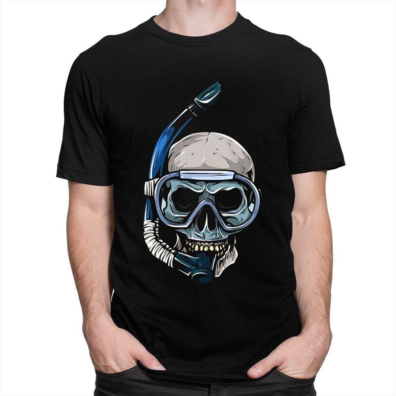 Custom Dive Diver Scuba Diving Skull T Shirts for Men Pure Cotton Tees Tshirt Short Sleeve Tshirt Clothes