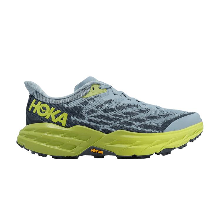 HOKA Speedgoat 5 2E Wide Stone Blue Men Sneakers Lime-Green 1123159-SBDCT