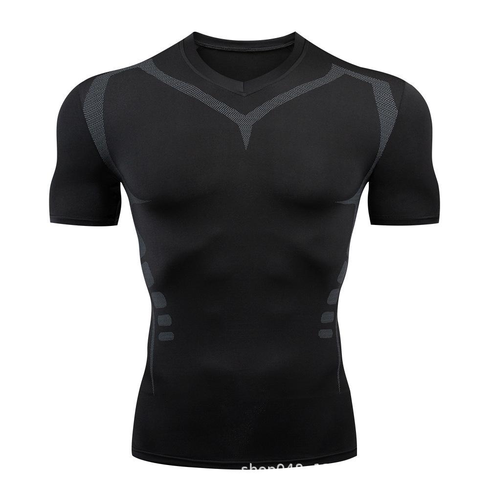 Camiseta Esportiva de Compressão Branca e Vermelha de Secagem Rápida para Corrida, Basquete e Futebol