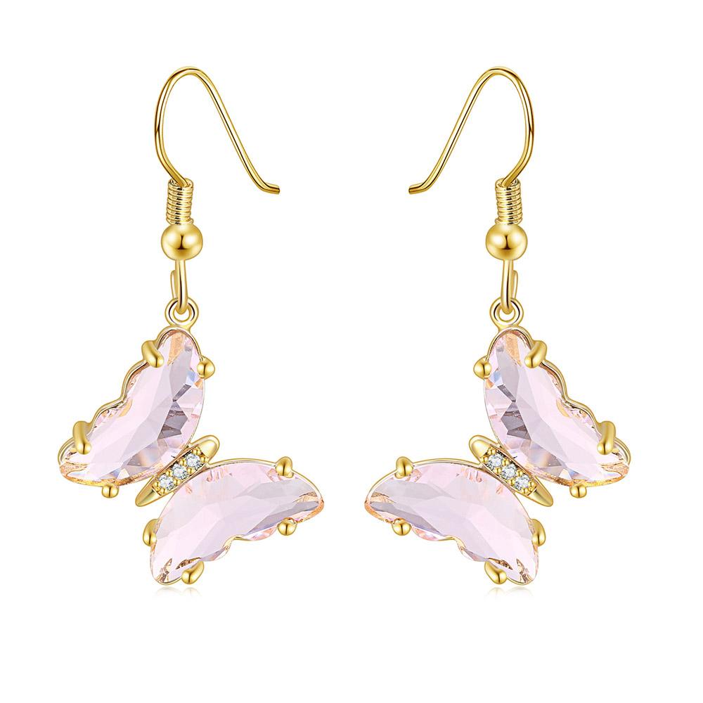 

ZHOUYANG Crystal Butterfly Earrings For Women Korean Style Aesthetic Miuticolor Piercing Earing Wholesale Fashion Jewelry E133