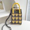 Korean Fashion Heart Knitted Mini Square Handbag For Women Small Mobile Phone Shoulder Bags Girls Cute Outdoor Crossbody Bags