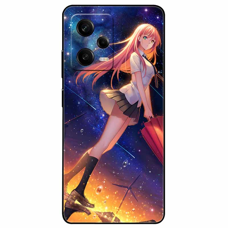For Redmi Note 12 Pro 5G Case Note12 Covers TPU Black Silicone Starry Cover for Xiaomi Redmi Note 12 Pro+ 5G Plus Cartoon Soft