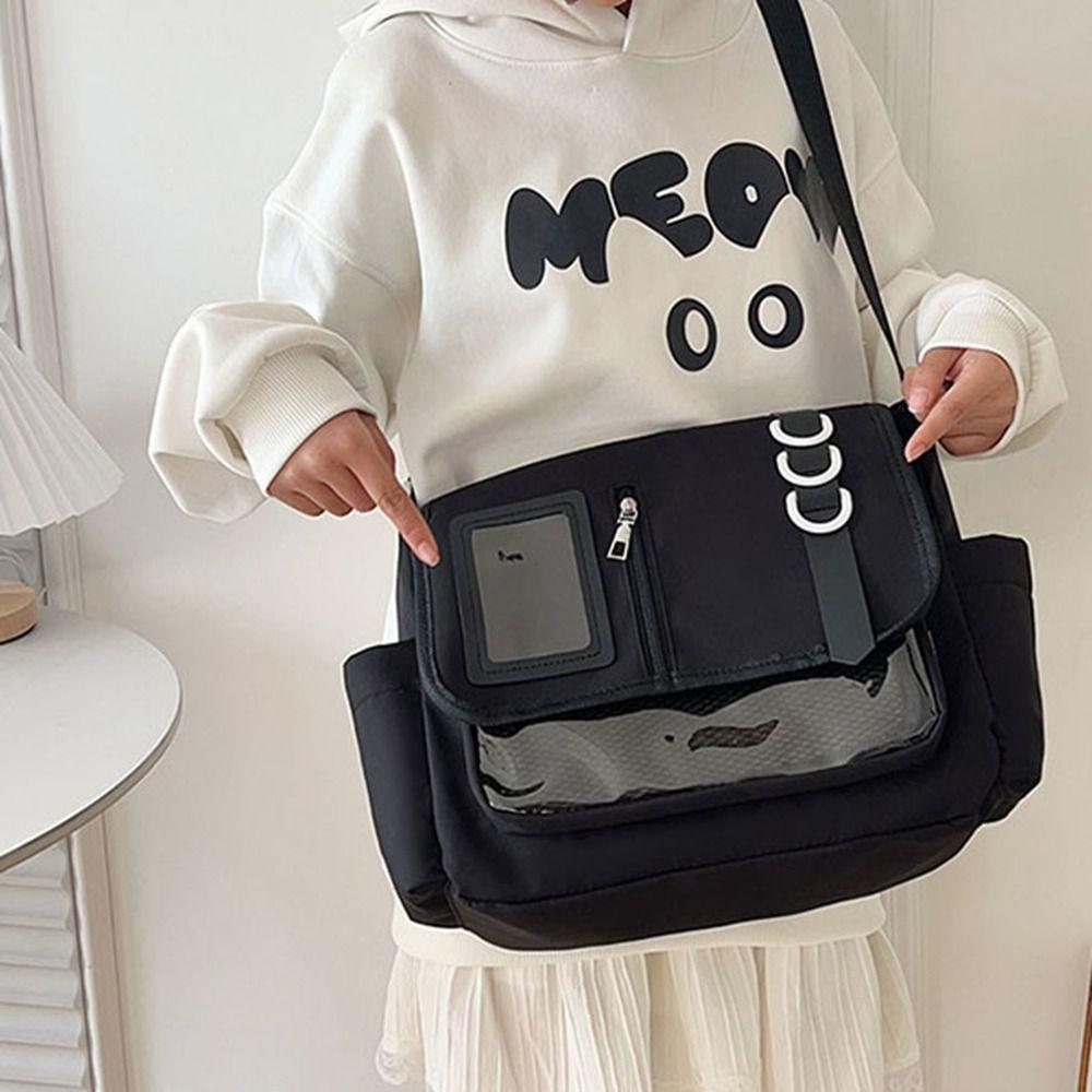 Nylon Transparent Bags Zipper Bag Shoulder Bag Pouch Bag Solid Color Itabag  Travel