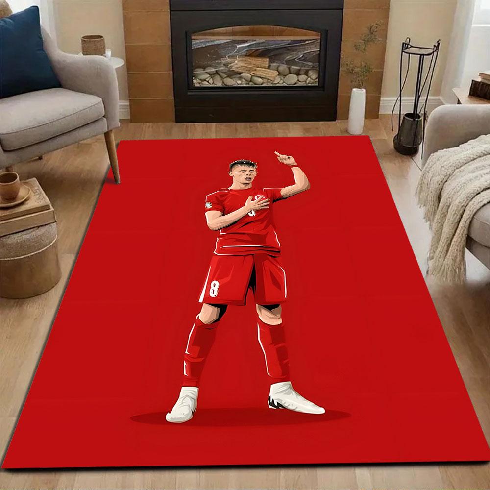 Soccer Player in Red Celebration Patterned carpet, non slip mat suitable for living room and bedroom sofas