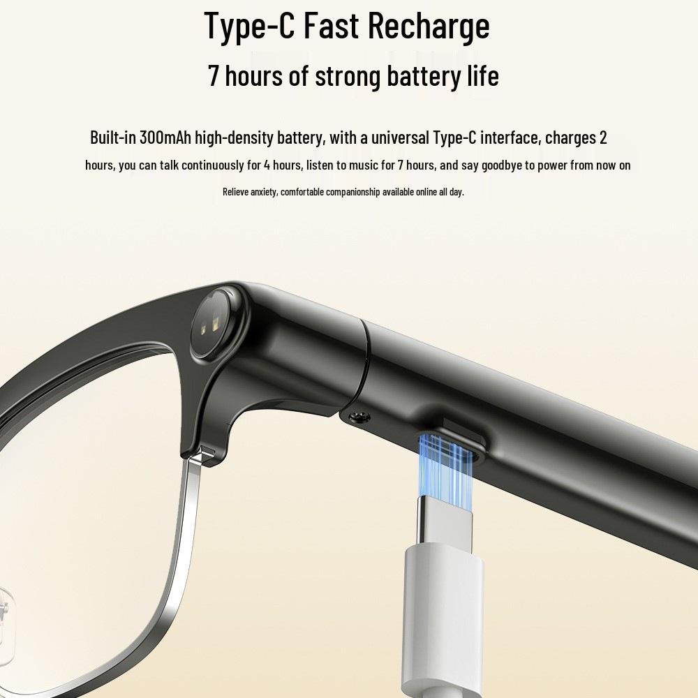 AI Smart Glasses with Metal Frame: 800W Camera, Video & Photo, Voice Recording, Translation, Music