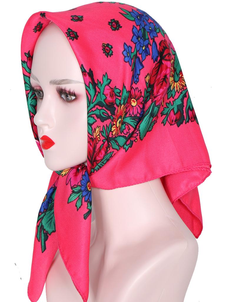 70*70cm Hijabs für Damen Quadratisch Luxuriös Retro Blumendruck Kopftuch Kopfbedeckung Babuschka Kopftuch Bufandas Invierno Mujer Foulard