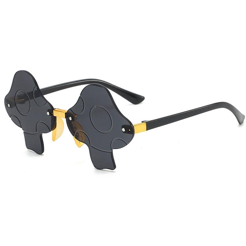 Mushroom Shape Sunglasses Irregular Rimless Sun Glasses Retro Trendy Fun Sunglasses for Women Men Halloween Decorations Party Fa